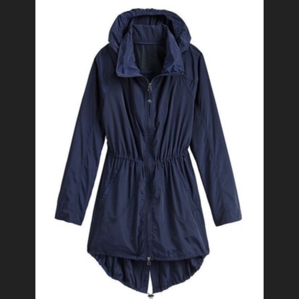 Athleta Drippity windbreaker rain coat jacket M medium navy blue lightweight